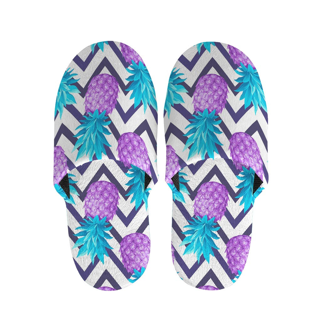 Purple Zig Zag Pineapple Pattern Print Slippers
