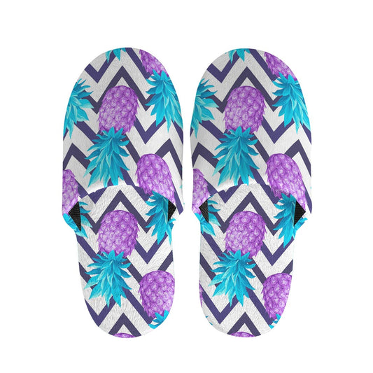 Purple Zig Zag Pineapple Pattern Print Slippers