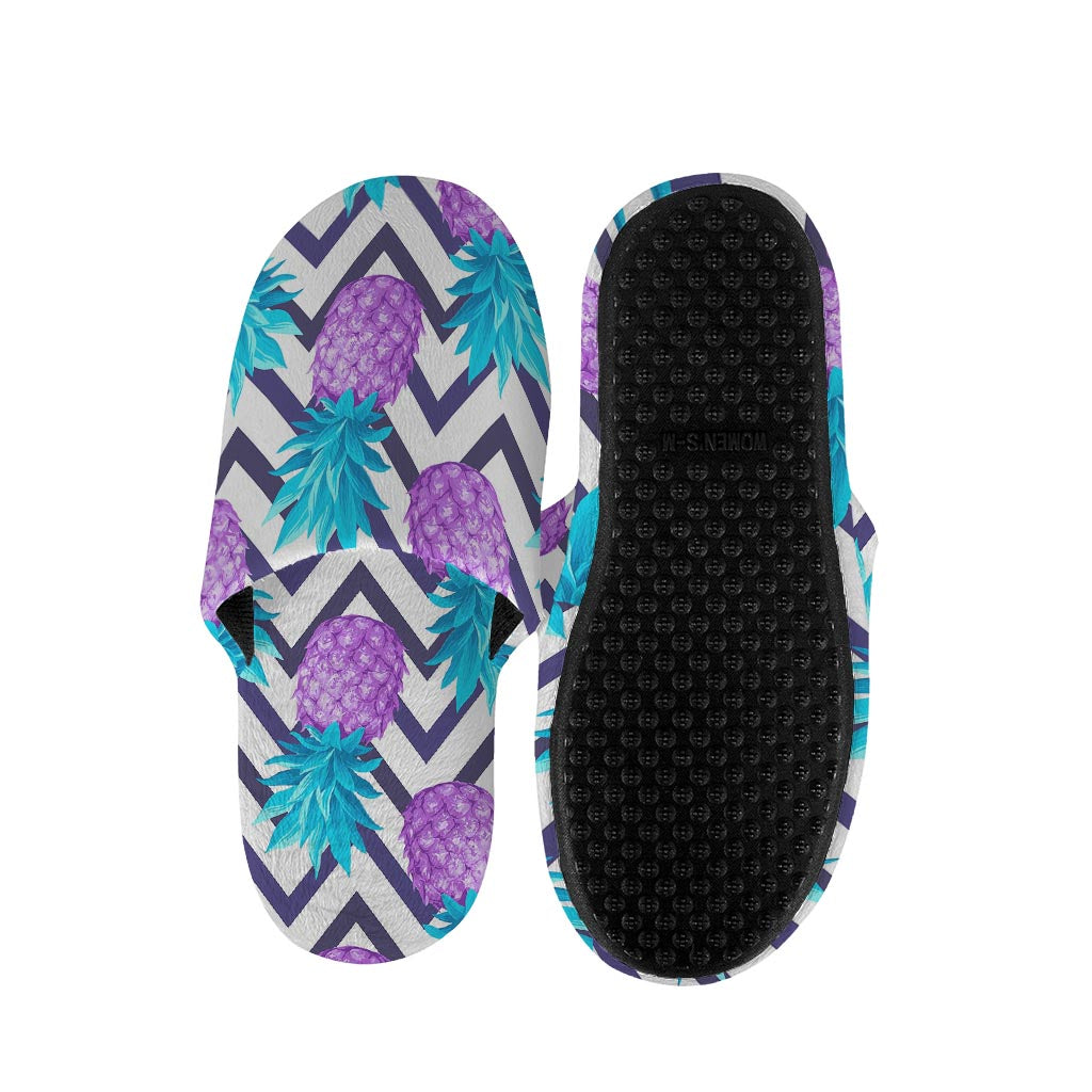 Purple Zig Zag Pineapple Pattern Print Slippers