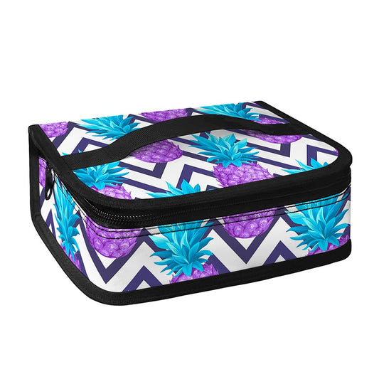 Purple Zig Zag Pineapple Pattern Print Small Lunch Bag