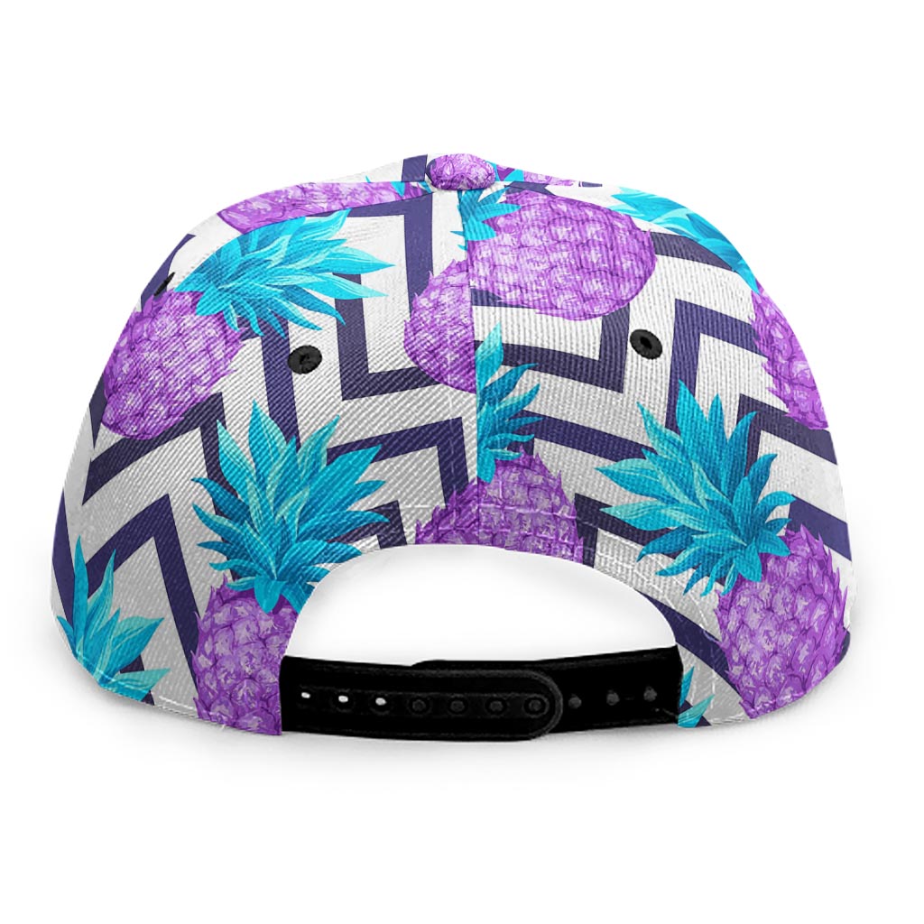 Purple Zig Zag Pineapple Pattern Print Snapback Cap