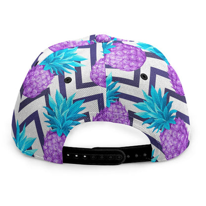 Purple Zig Zag Pineapple Pattern Print Snapback Cap