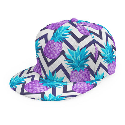 Purple Zig Zag Pineapple Pattern Print Snapback Cap