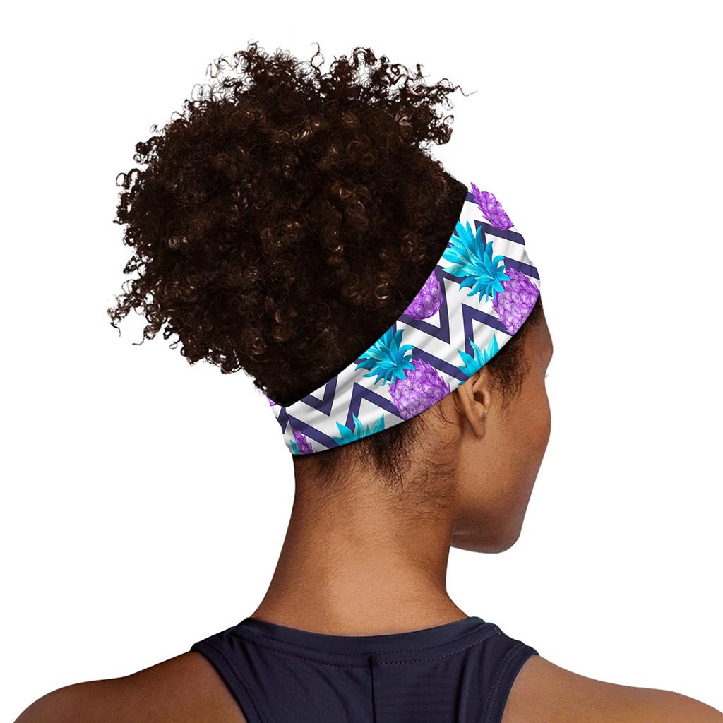 Purple Zig Zag Pineapple Pattern Print Sports Headband