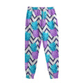 Purple Zig Zag Pineapple Pattern Print Sweatpants