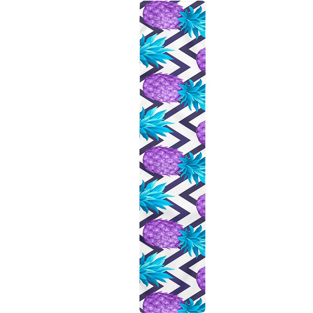 Purple Zig Zag Pineapple Pattern Print Table Runner