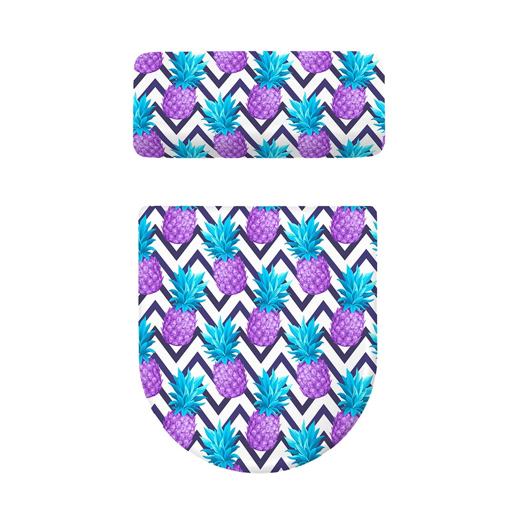 Purple Zig Zag Pineapple Pattern Print Toilet Lid And Tank Cover Set
