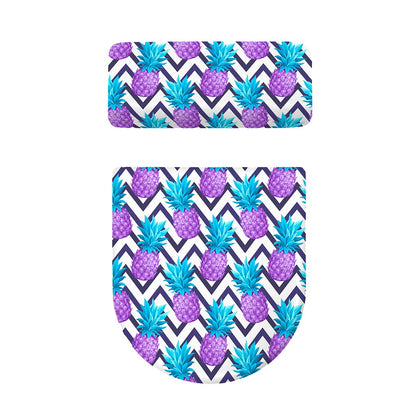 Purple Zig Zag Pineapple Pattern Print Toilet Lid And Tank Cover Set