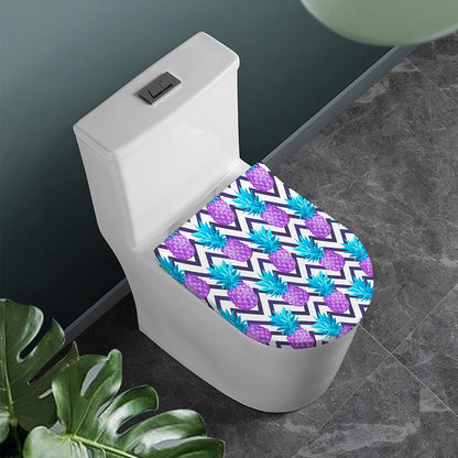 Purple Zig Zag Pineapple Pattern Print Toilet Lid Cover
