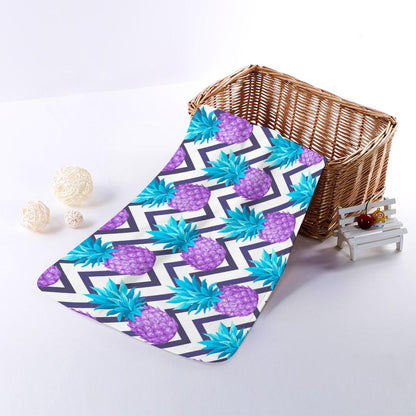 Purple Zig Zag Pineapple Pattern Print Towel
