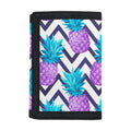 Purple Zig Zag Pineapple Pattern Print Trifold Wallet