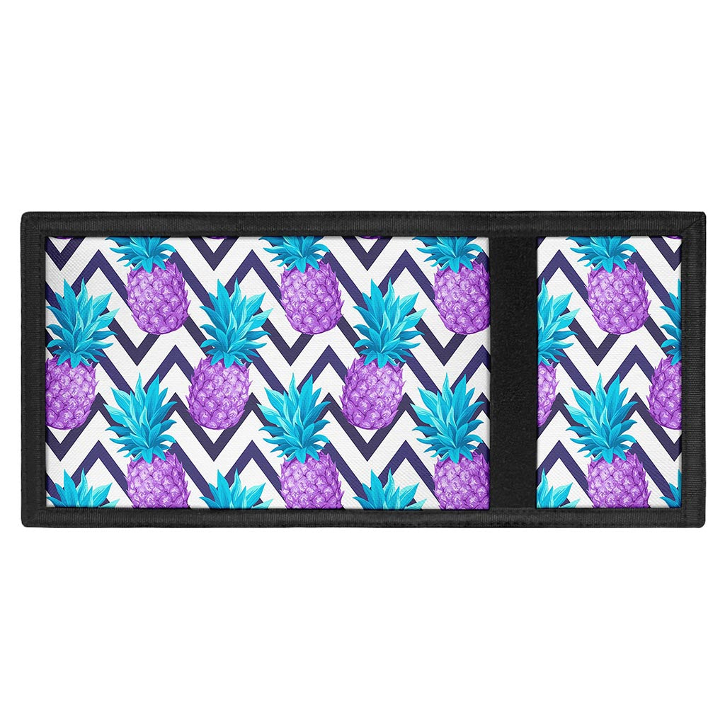 Purple Zig Zag Pineapple Pattern Print Trifold Wallet