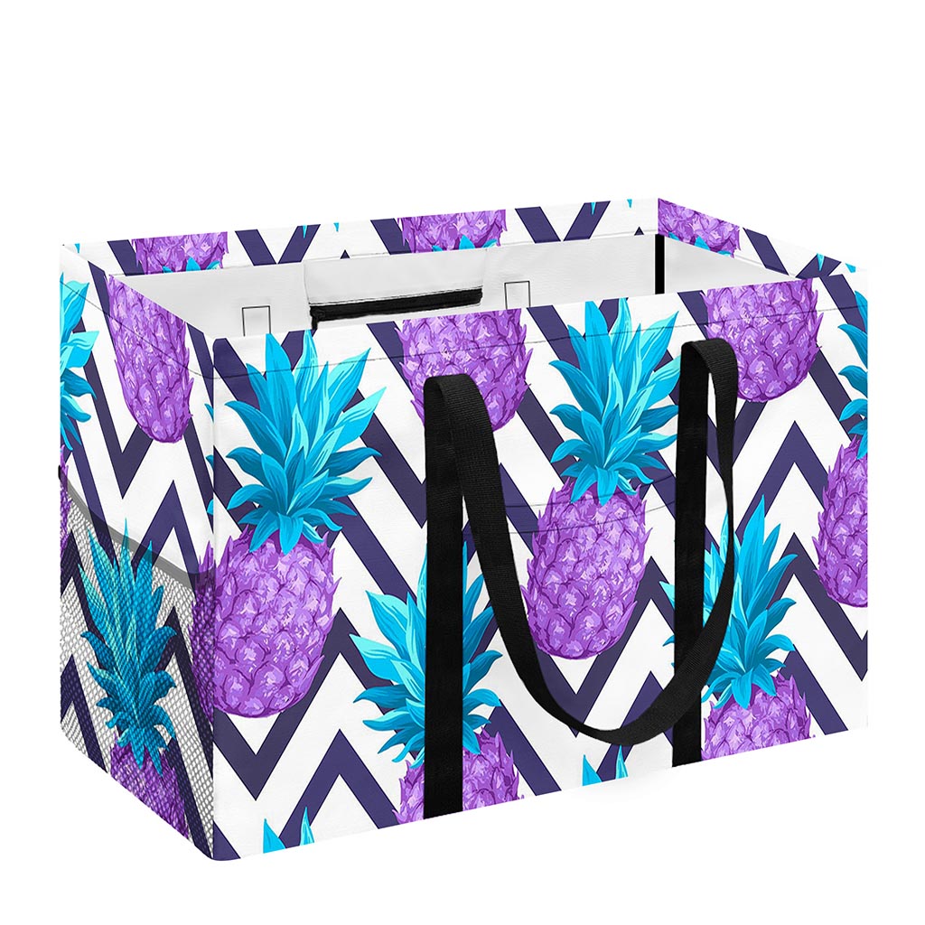 Purple Zig Zag Pineapple Pattern Print Utility Tote Bag