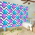 Purple Zig Zag Pineapple Pattern Print Wall Sticker