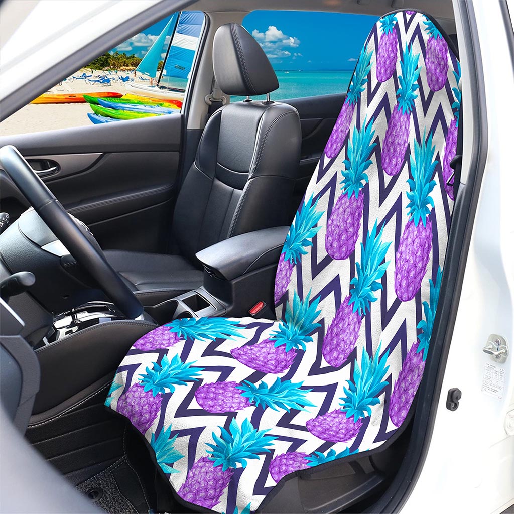 Purple Zig Zag Pineapple Pattern Print Waterproof Car Seat Cover