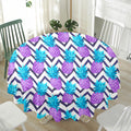 Purple Zig Zag Pineapple Pattern Print Waterproof Round Tablecloth