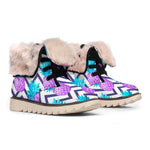 Purple Zig Zag Pineapple Pattern Print Winter Boots