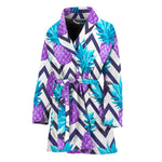 Purple Zig Zag Pineapple Pattern Print Women's Bathrobe
