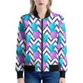 Purple Zig Zag Pineapple Pattern Print Women's Bomber Jacket