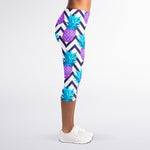 Purple Zig Zag Pineapple Pattern Print Women's Capri Leggings