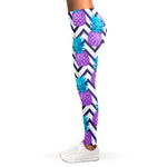 Purple Zig Zag Pineapple Pattern Print Women's Leggings
