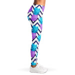 Purple Zig Zag Pineapple Pattern Print Women's Leggings
