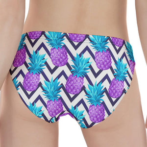 Purple Zig Zag Pineapple Pattern Print Women's Panties