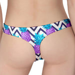 Purple Zig Zag Pineapple Pattern Print Women's Thong