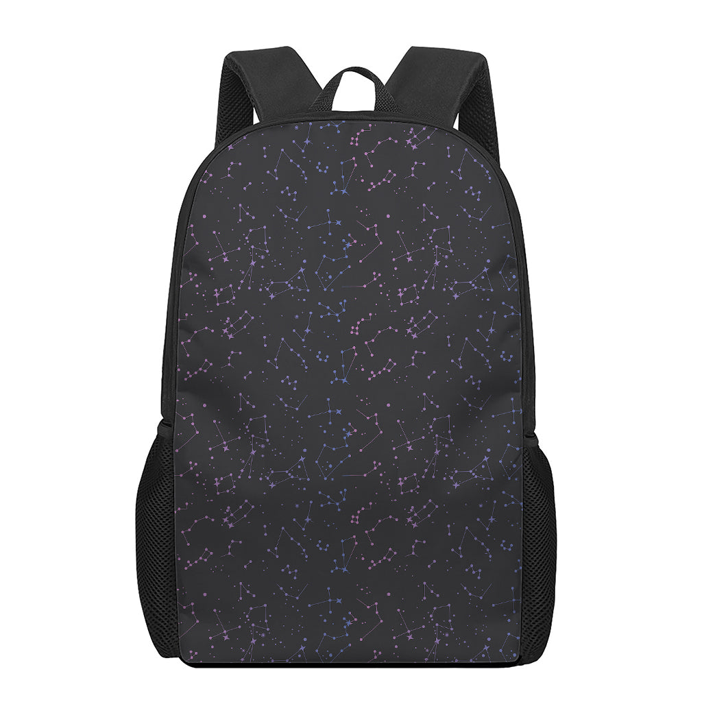 Purple Zodiac Stars Pattern Print 17 Inch Backpack