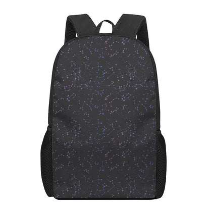 Purple Zodiac Stars Pattern Print 17 Inch Backpack
