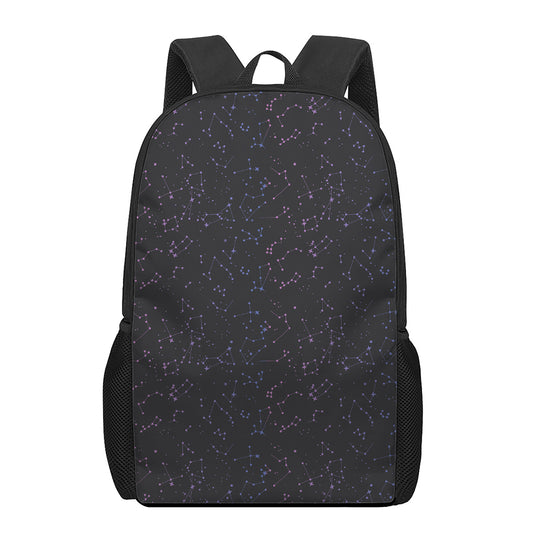 Purple Zodiac Stars Pattern Print 17 Inch Backpack