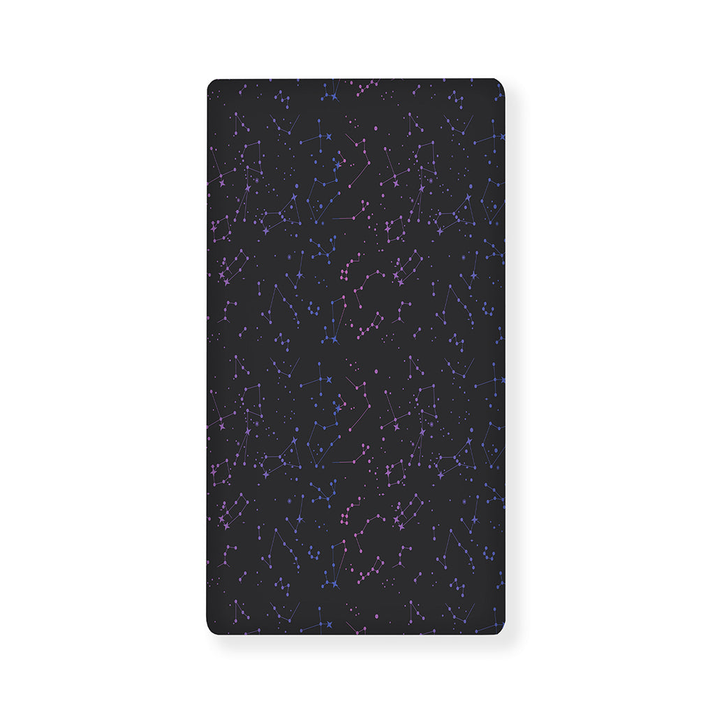 Purple Zodiac Stars Pattern Print Baby Crib Sheet