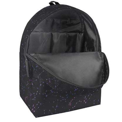 Purple Zodiac Stars Pattern Print Backpack