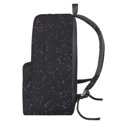 Purple Zodiac Stars Pattern Print Backpack
