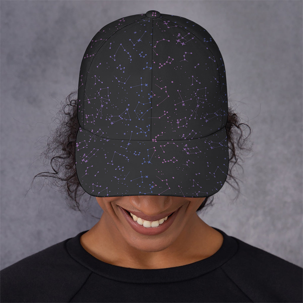 Purple Zodiac Stars Pattern Print Baseball Cap