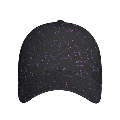 Purple Zodiac Stars Pattern Print Baseball Cap