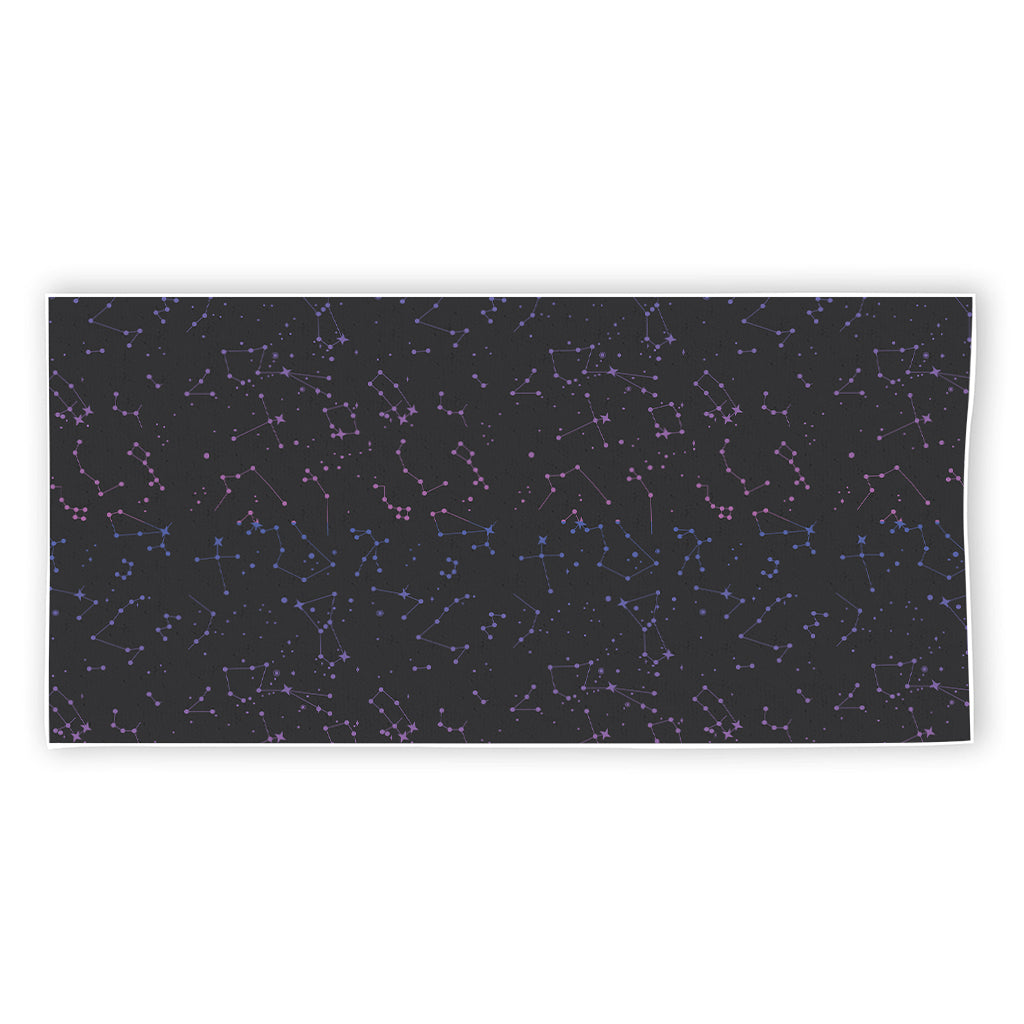 Purple Zodiac Stars Pattern Print Beach Towel