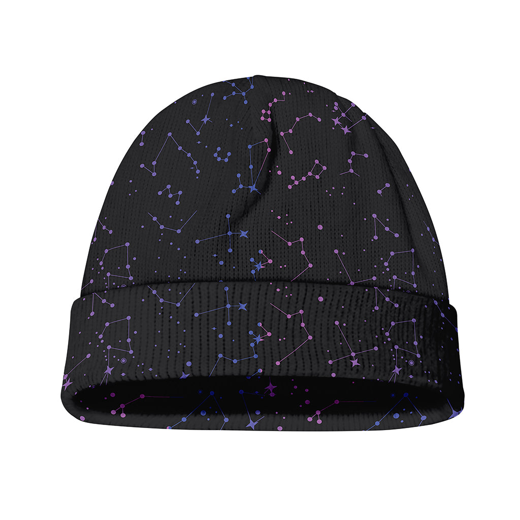 Purple Zodiac Stars Pattern Print Beanie