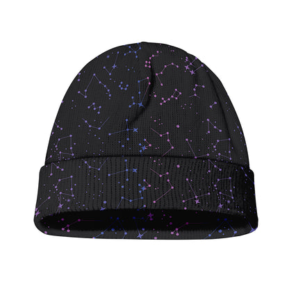 Purple Zodiac Stars Pattern Print Beanie