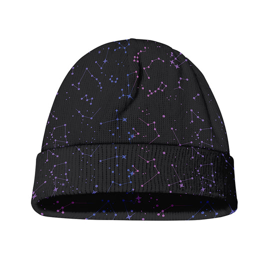 Purple Zodiac Stars Pattern Print Beanie