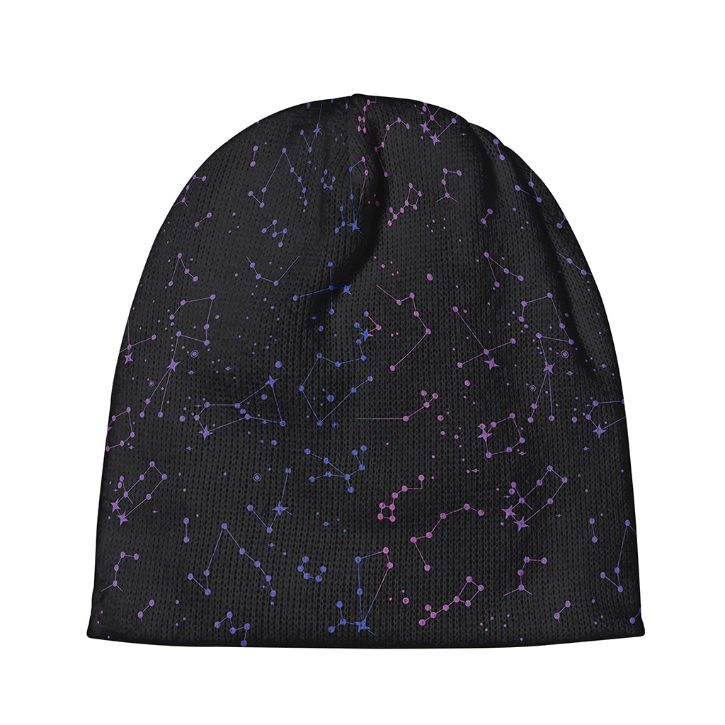 Purple Zodiac Stars Pattern Print Beanie