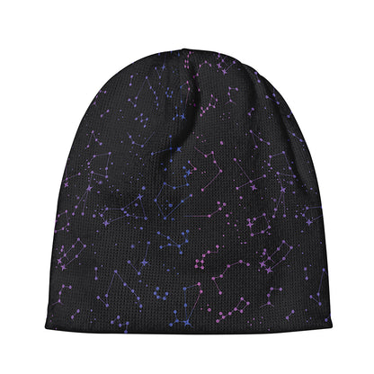 Purple Zodiac Stars Pattern Print Beanie