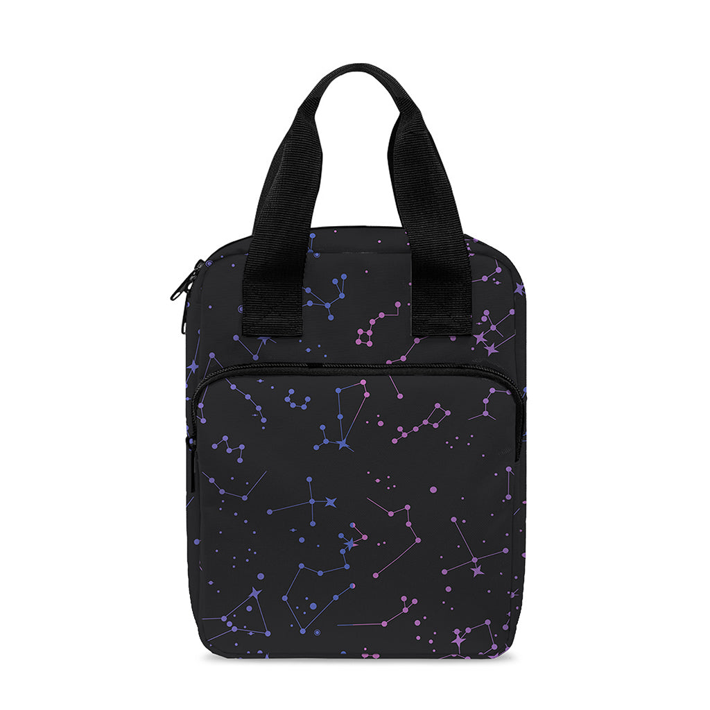 Purple Zodiac Stars Pattern Print Bible Tote Bag