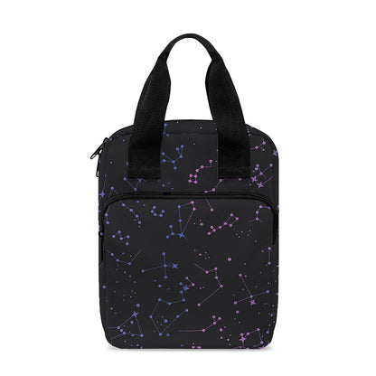 Purple Zodiac Stars Pattern Print Bible Tote Bag