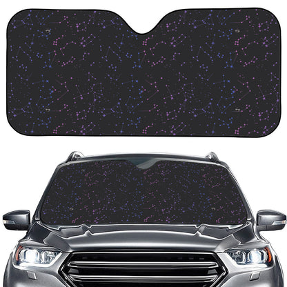Purple Zodiac Stars Pattern Print Car Windshield Sun Shade
