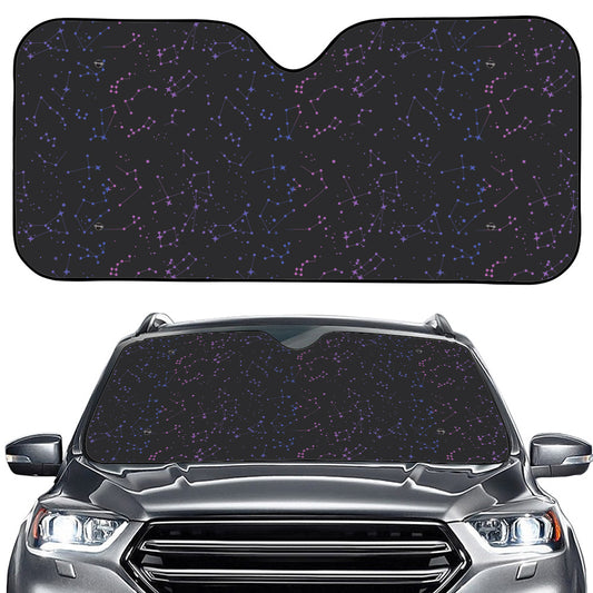 Purple Zodiac Stars Pattern Print Car Windshield Sun Shade