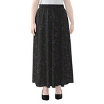 Purple Zodiac Stars Pattern Print Chiffon Maxi Skirt
