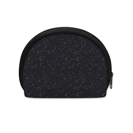 Purple Zodiac Stars Pattern Print Coin Purse
