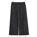 Purple Zodiac Stars Pattern Print Cotton Front Slit Maxi Skirt