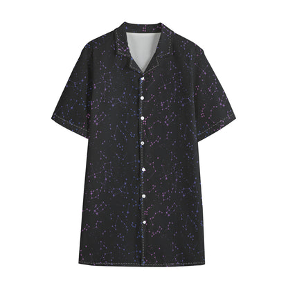 Purple Zodiac Stars Pattern Print Cotton Hawaiian Shirt